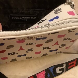 Karl Lagerfeld leather Camera/ Crossbody Bag with Colorful Strap